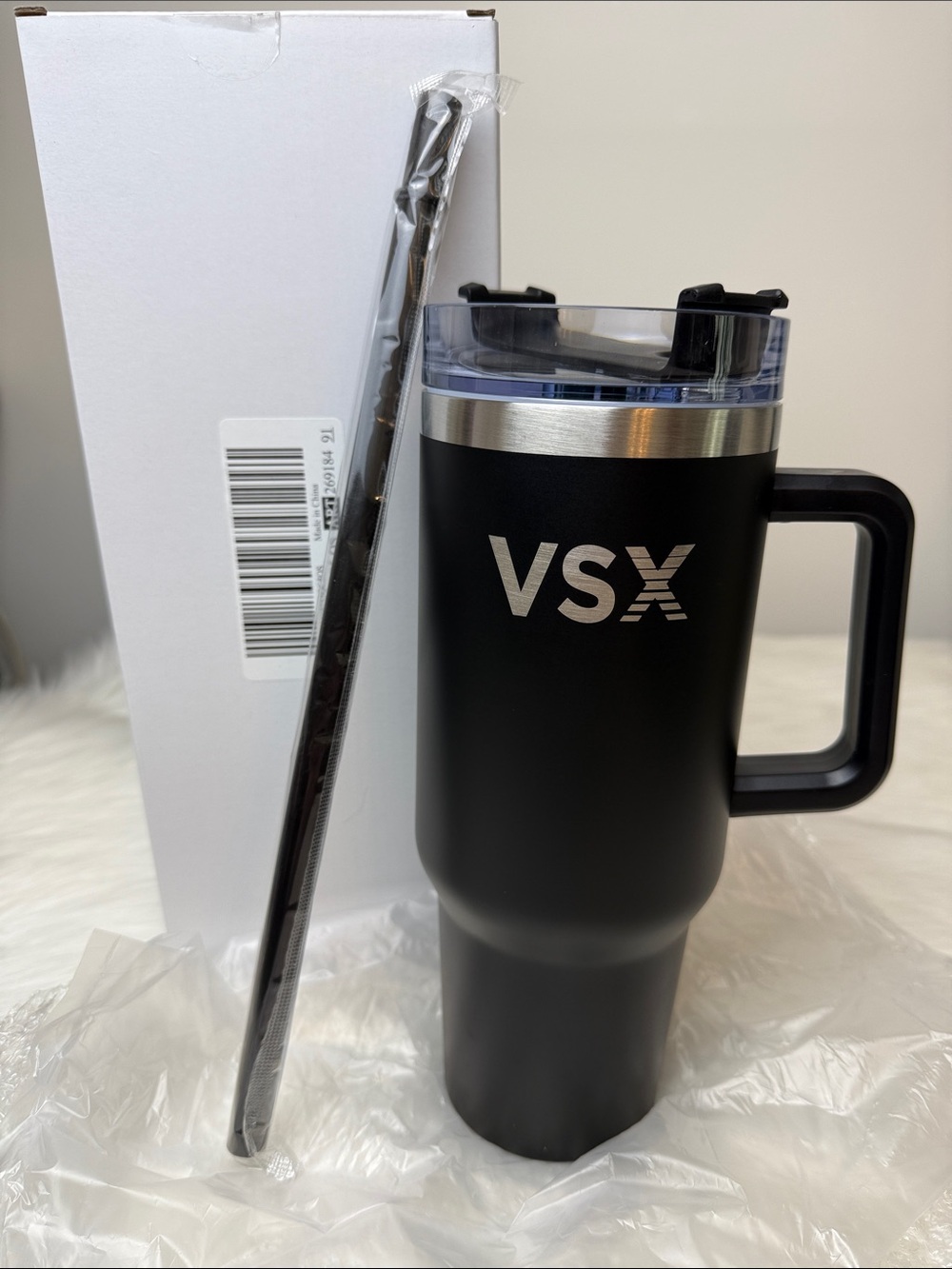 NWT Victoria’s Secret VSX Tumbler Black Quencher Stainless Steel Water Bottle